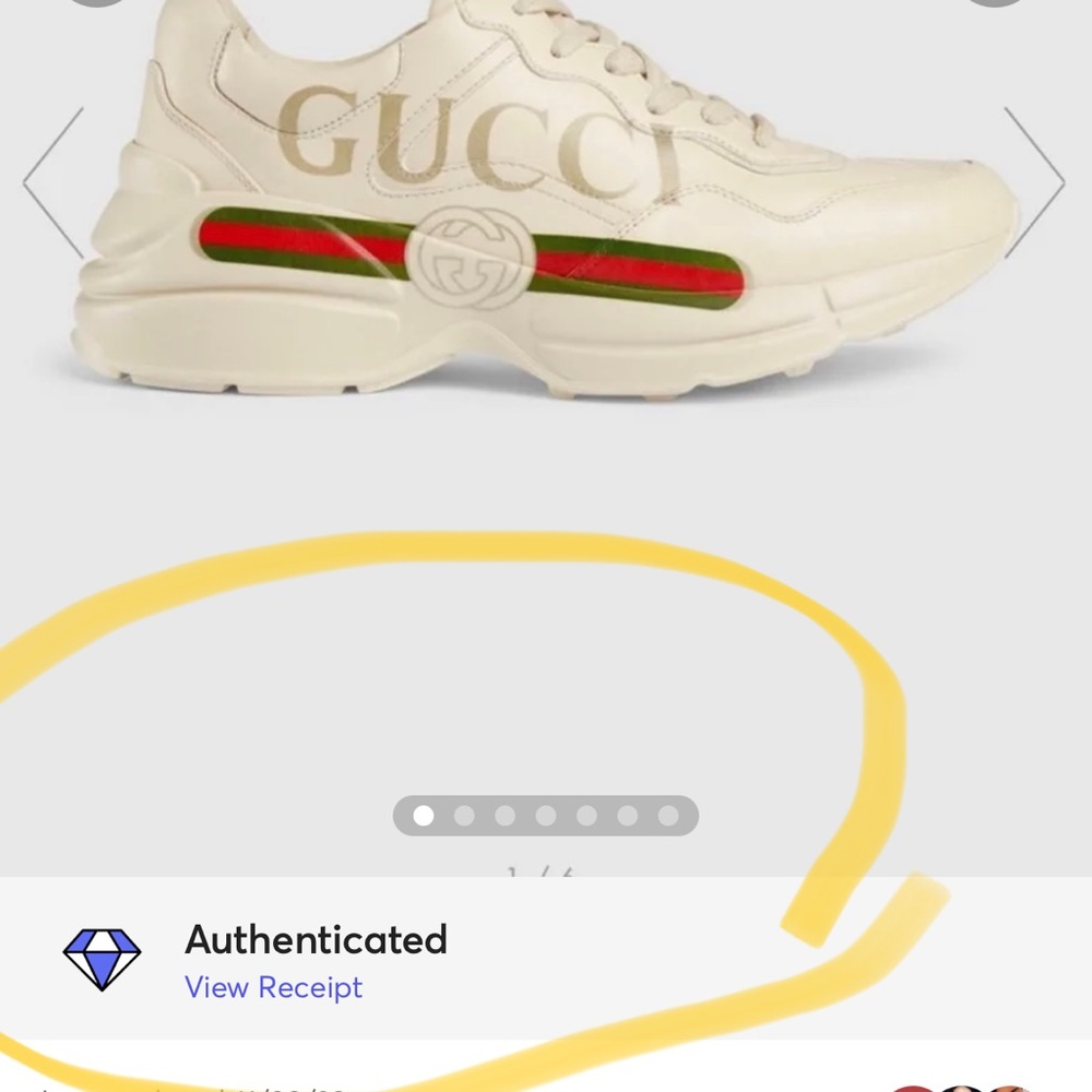Like NEW! Worn once Gucci Rython logo leather shoes ! Size 7